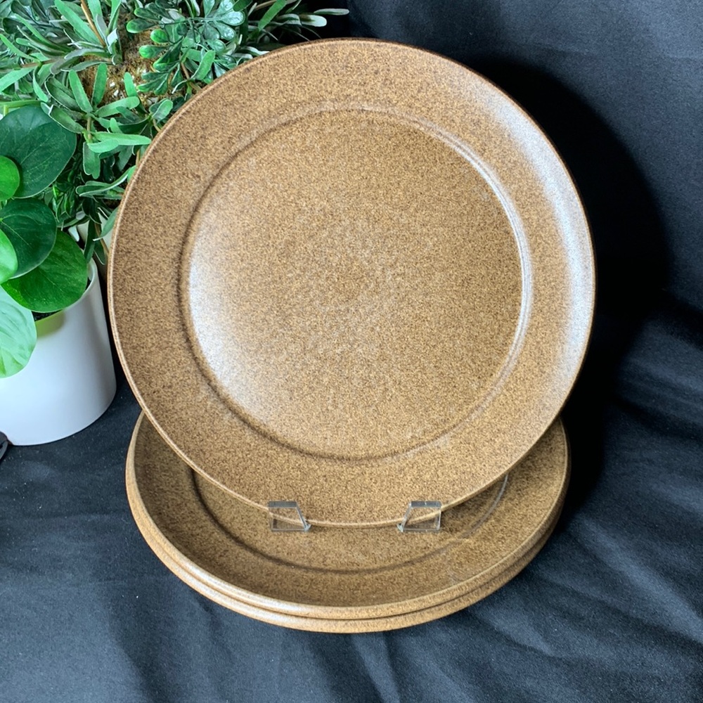 Set of 3 speckled 10” stoneware dishes / dinner plates made in England